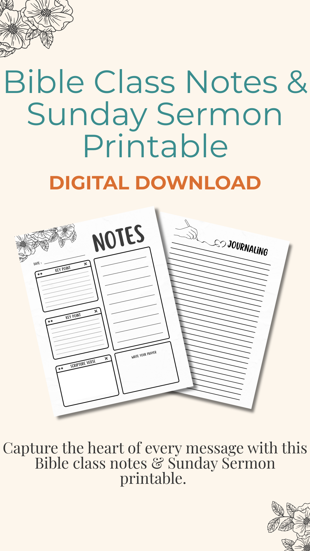 Bible Class Notes & Sunday Sermon Printable (Digital Download)