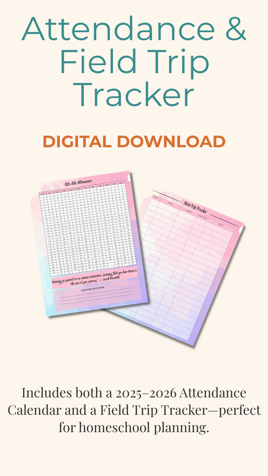 2025–2026 Homeschool Attendance Calendar – “Pink Inspiration” Edition (Digital Download)