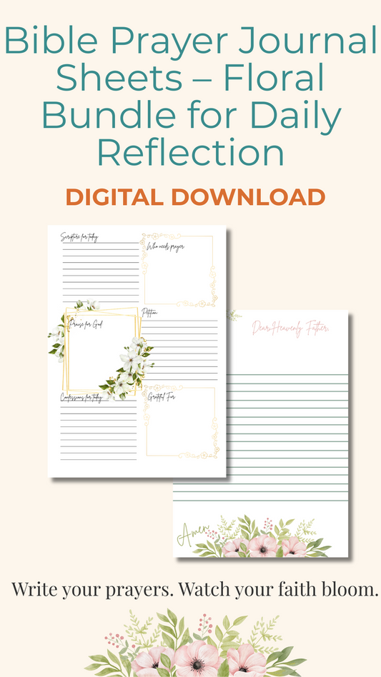 Bible Prayer Journal Sheets – Floral Bundle (Digital Download)