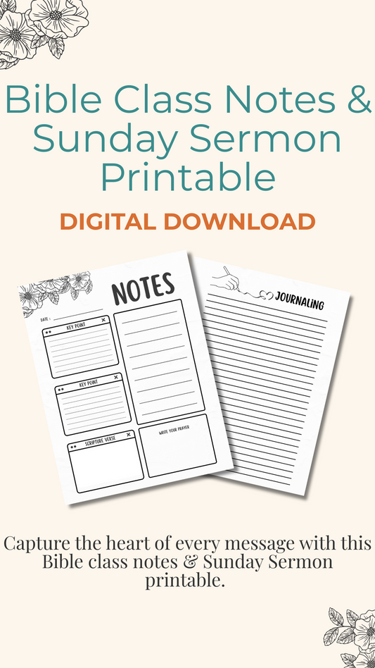 Bible Class Notes & Sunday Sermon Printable (Digital Download)